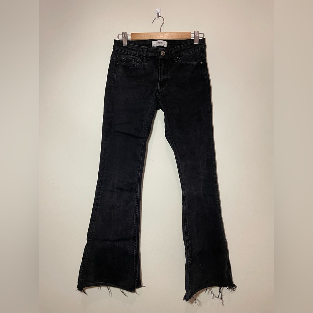 Zara Premium Denim Collection Black Flared Jeans